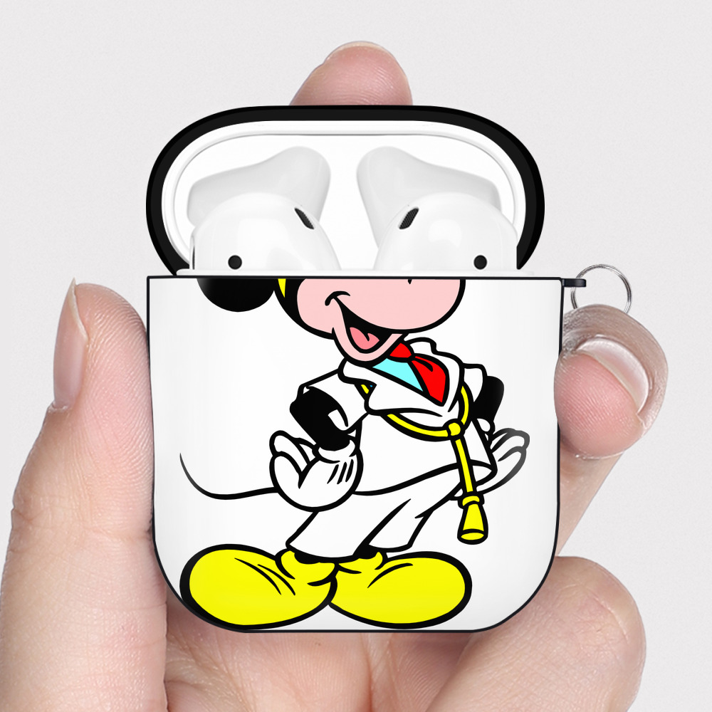 （画像用） ミッキーマウス Mickey Mouse AirPods 第2世代保護ケース ハードシェル ブラック 耐衝撃・防指紋・カラビナ付き