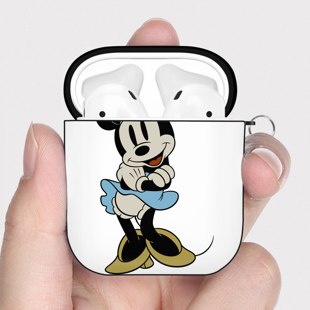 （画像用） ミッキーマウス Mickey Mouse AirPods 第2世代保護ケース ハードシェル ブラック 耐衝撃・防指紋・カラビナ付き