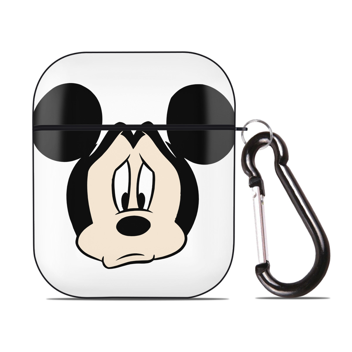 （画像用） ミッキーマウス Mickey Mouse AirPods 第2世代保護ケース ハードシェル ブラック 耐衝撃・防指紋・カラビナ付き