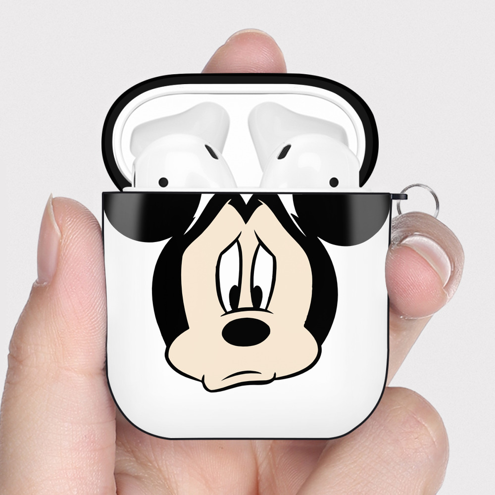 （画像用） ミッキーマウス Mickey Mouse AirPods 第2世代保護ケース ハードシェル ブラック 耐衝撃・防指紋・カラビナ付き