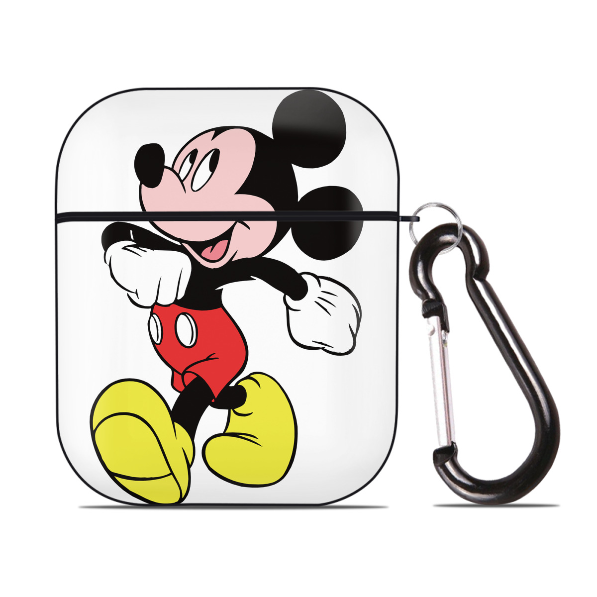 （画像用） ミッキーマウス Mickey Mouse AirPods 第2世代保護ケース ハードシェル ブラック 耐衝撃・防指紋・カラビナ付き