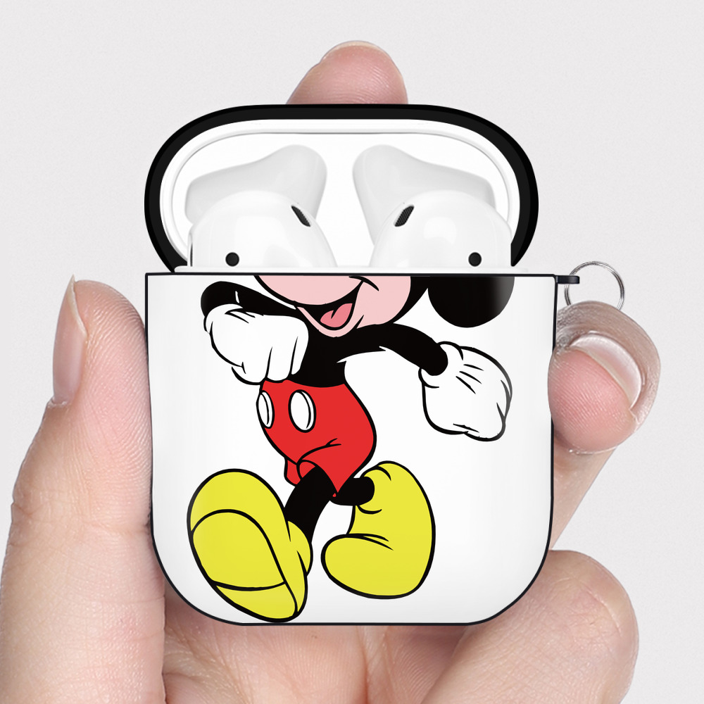 （画像用） ミッキーマウス Mickey Mouse AirPods 第2世代保護ケース ハードシェル ブラック 耐衝撃・防指紋・カラビナ付き