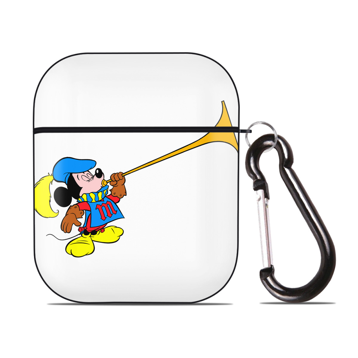 （画像用） ミッキーマウス Mickey Mouse AirPods 第2世代保護ケース ハードシェル ブラック 耐衝撃・防指紋・カラビナ付き