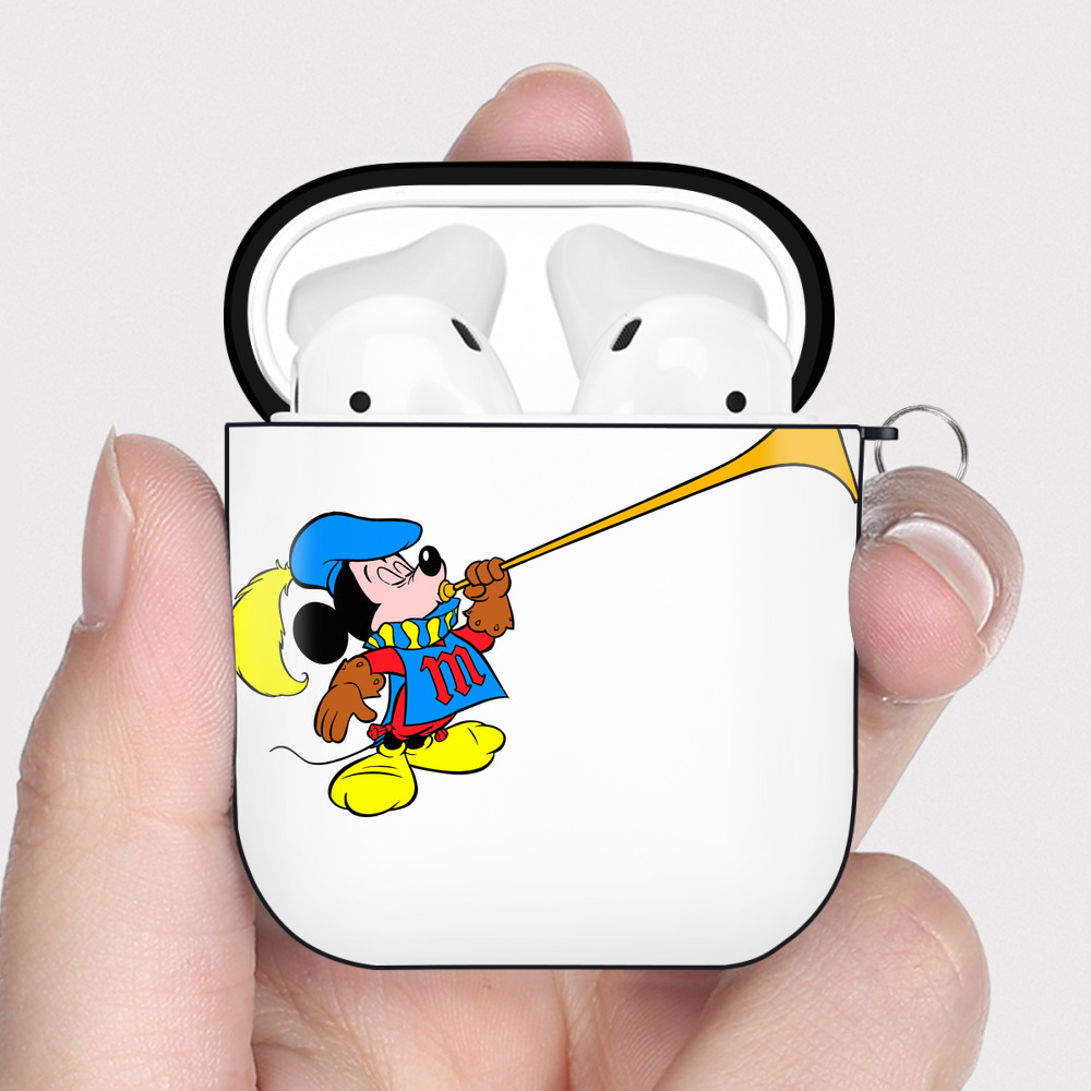 （画像用） ミッキーマウス Mickey Mouse AirPods 第2世代保護ケース ハードシェル ブラック 耐衝撃・防指紋・カラビナ付き