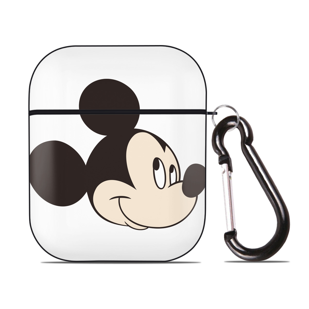 （画像用） ミッキーマウス Mickey Mouse AirPods 第2世代保護ケース ハードシェル ブラック 耐衝撃・防指紋・カラビナ付き