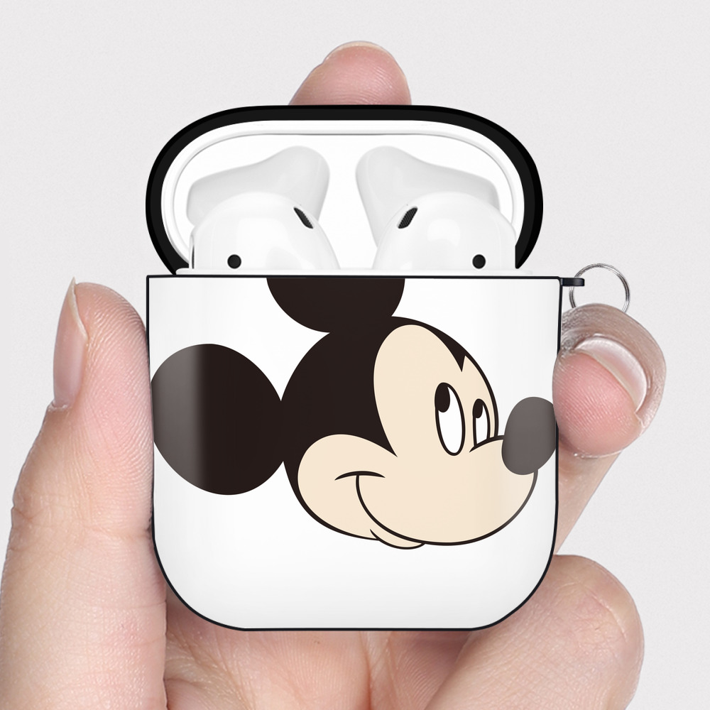 （画像用） ミッキーマウス Mickey Mouse AirPods 第2世代保護ケース ハードシェル ブラック 耐衝撃・防指紋・カラビナ付き