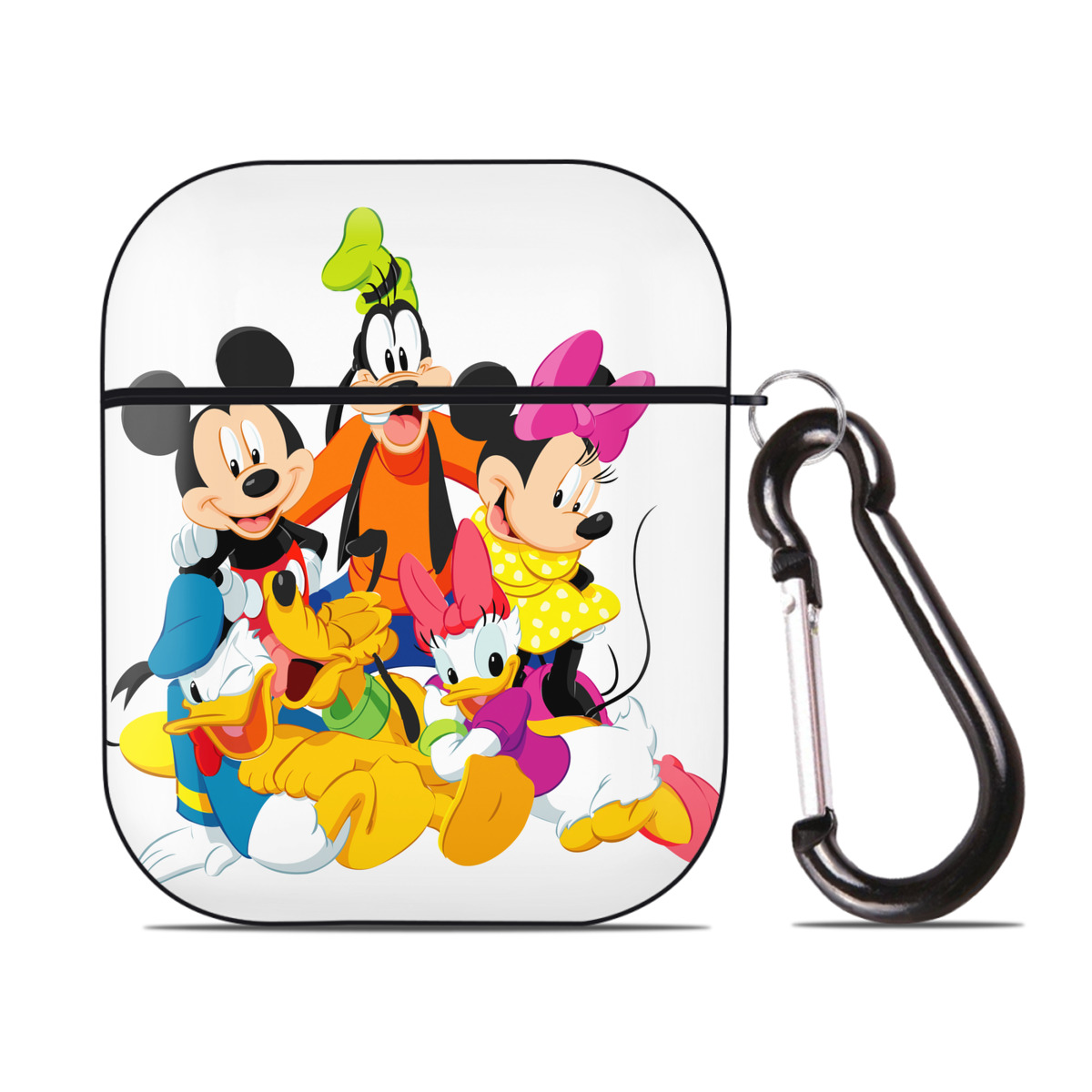 （画像用） ミッキーマウス Mickey Mouse AirPods 第2世代保護ケース ハードシェル ブラック 耐衝撃・防指紋・カラビナ付き