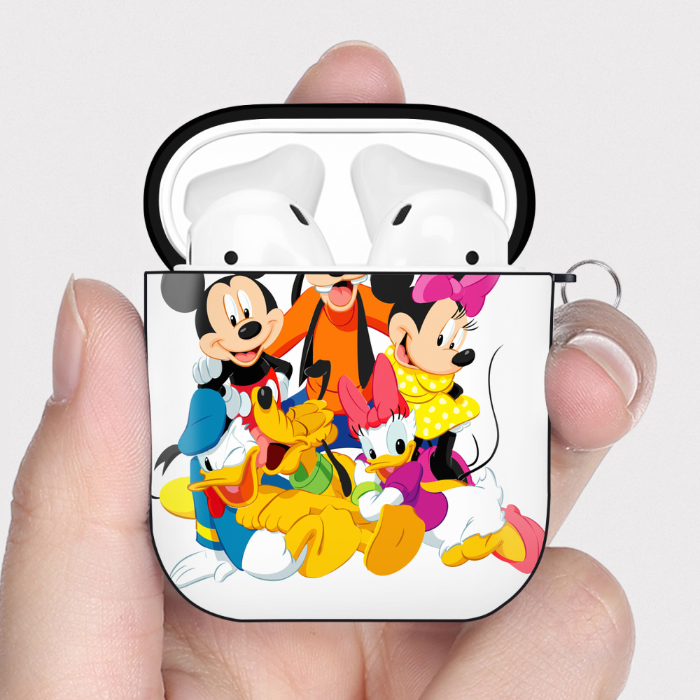 （画像用） ミッキーマウス Mickey Mouse AirPods 第2世代保護ケース ハードシェル ブラック 耐衝撃・防指紋・カラビナ付き