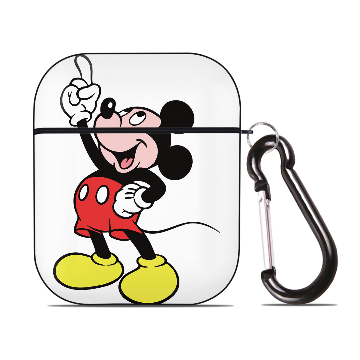 （画像用） ミッキーマウス Mickey Mouse AirPods 第2世代保護ケース ハードシェル ブラック 耐衝撃・防指紋・カラビナ付き