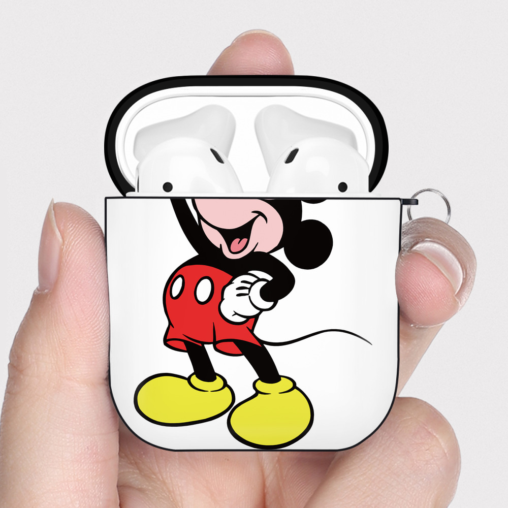 ミッキーマウス Mickey Mouse AirPods 第2世代保護ケース ハードシェル ブラック 耐衝撃・防指紋・カラビナ付き