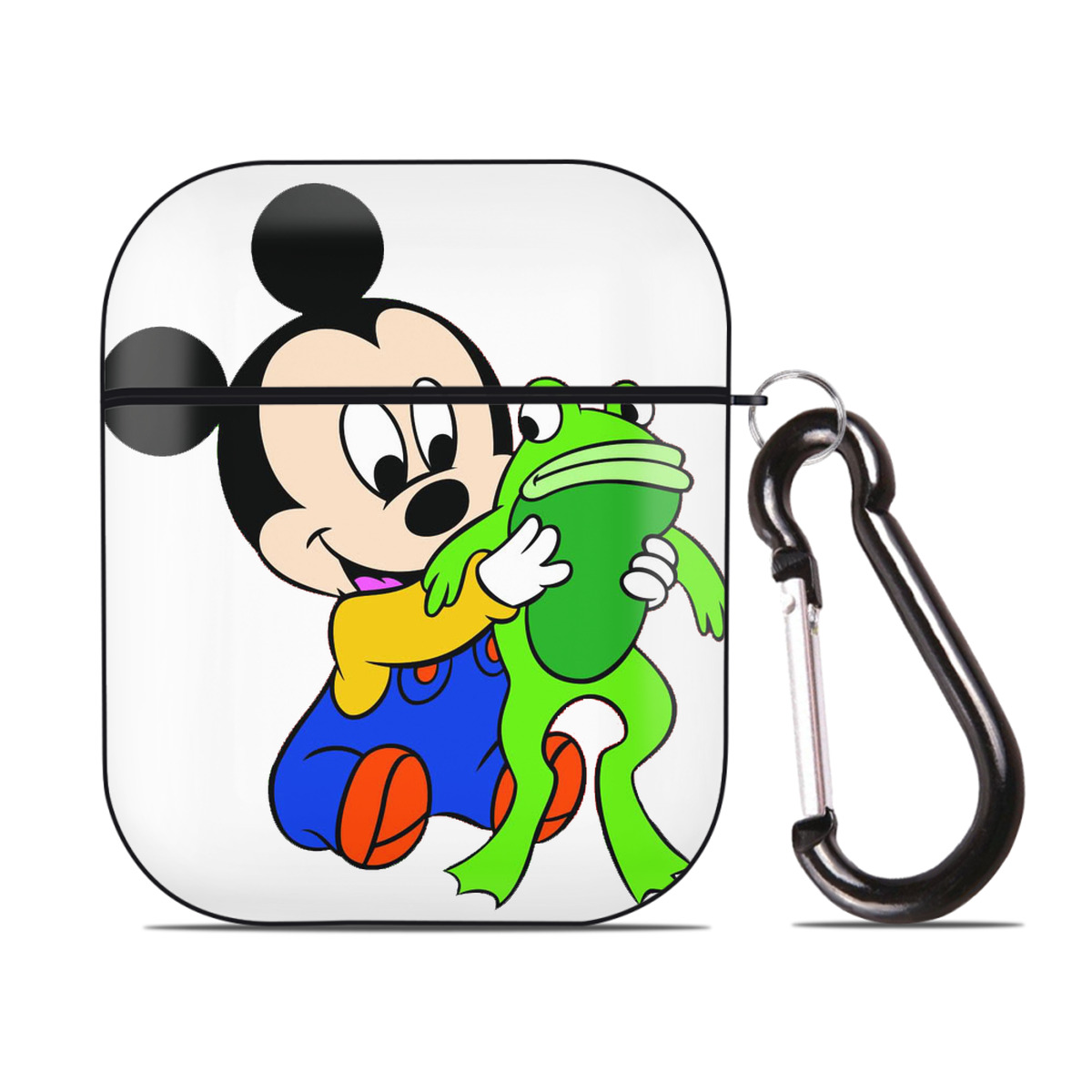 （画像用） ミッキーマウス Mickey Mouse AirPods 第2世代保護ケース ハードシェル ブラック 耐衝撃・防指紋・カラビナ付き