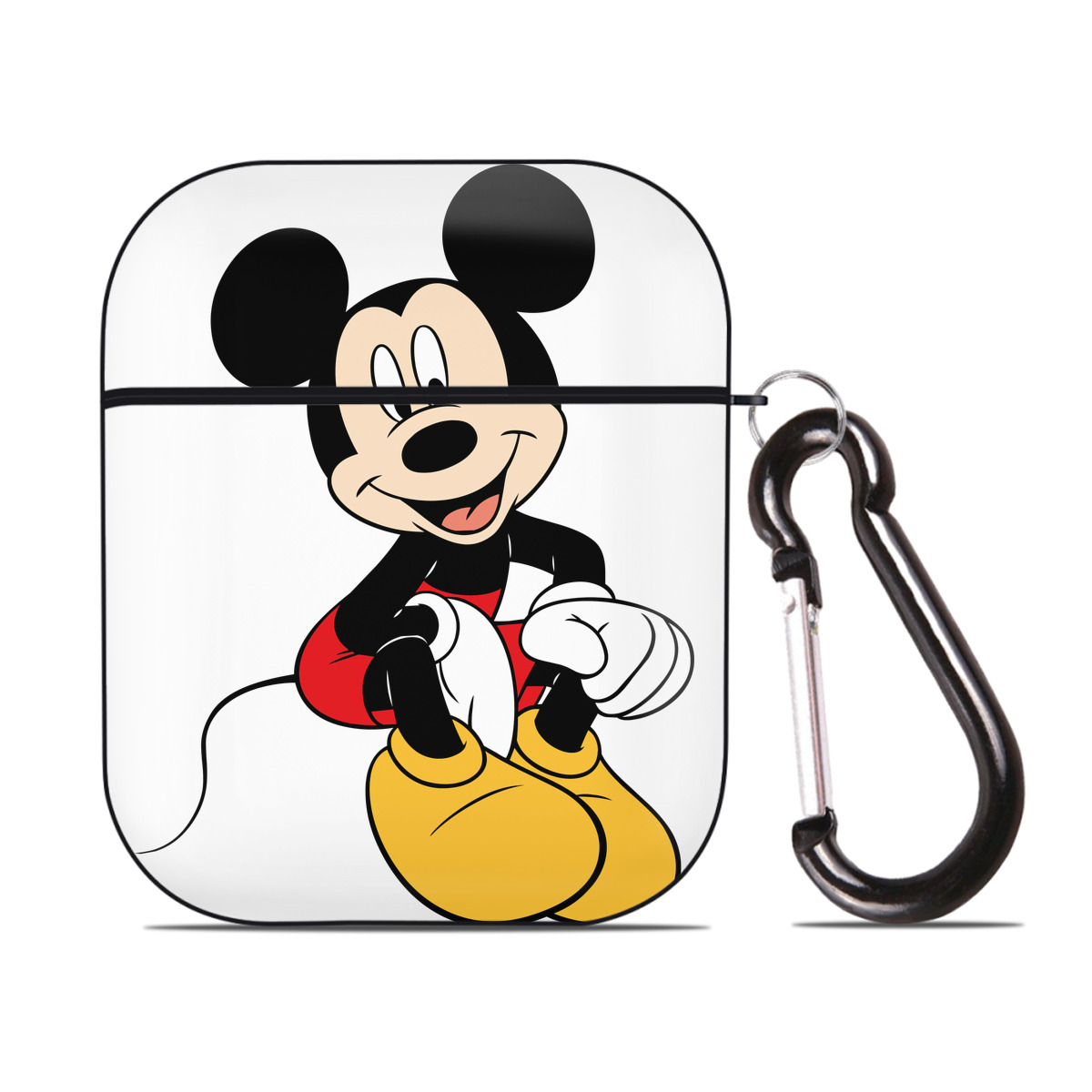 （画像用） ミッキーマウス Mickey Mouse AirPods 第2世代保護ケース ハードシェル ブラック 耐衝撃・防指紋・カラビナ付き