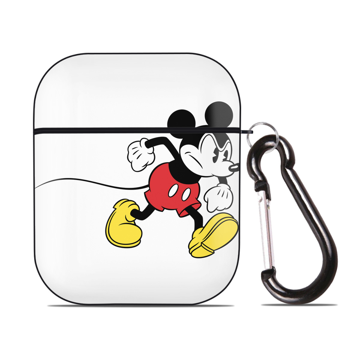 （画像用） ミッキーマウス Mickey Mouse AirPods 第2世代保護ケース ハードシェル ブラック 耐衝撃・防指紋・カラビナ付き
