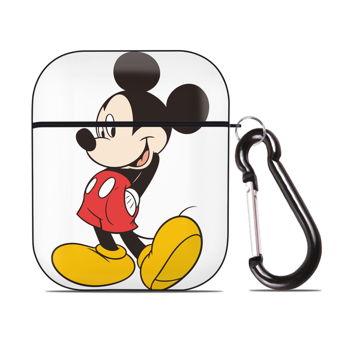 （画像用） ミッキーマウス Mickey Mouse AirPods 第2世代保護ケース ハードシェル ブラック 耐衝撃・防指紋・カラビナ付き