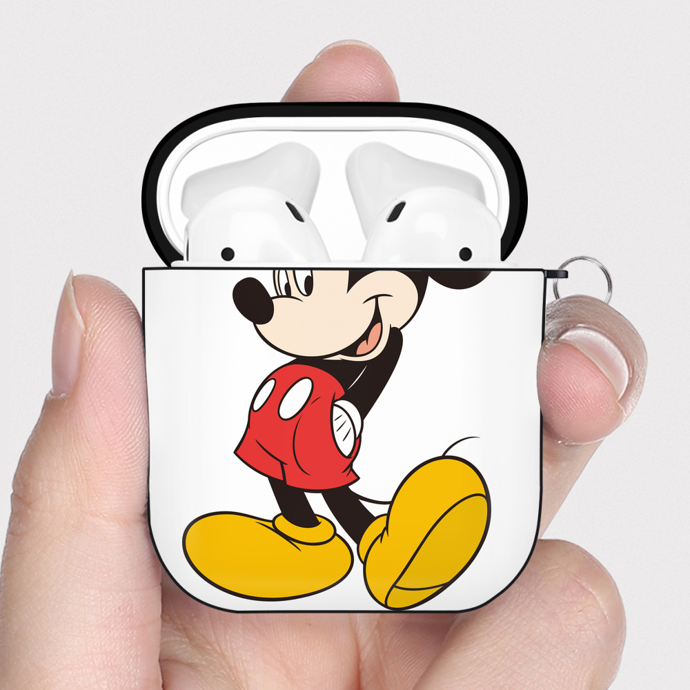 （画像用） ミッキーマウス Mickey Mouse AirPods 第2世代保護ケース ハードシェル ブラック 耐衝撃・防指紋・カラビナ付き