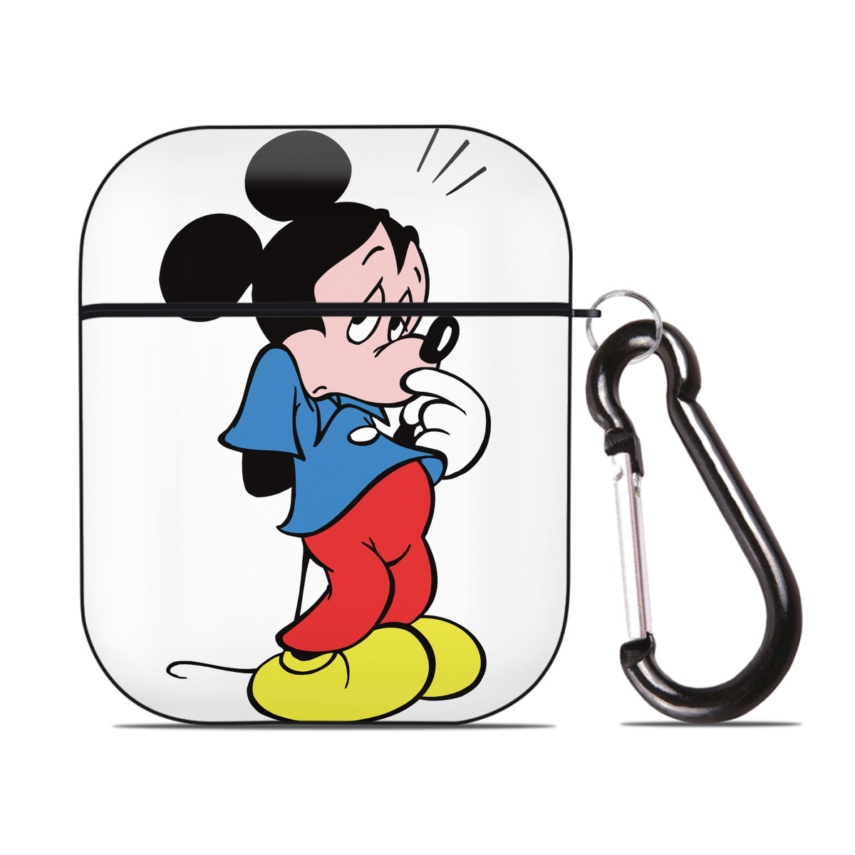 （画像用） ミッキーマウス Mickey Mouse AirPods 第2世代保護ケース ハードシェル ブラック 耐衝撃・防指紋・カラビナ付き