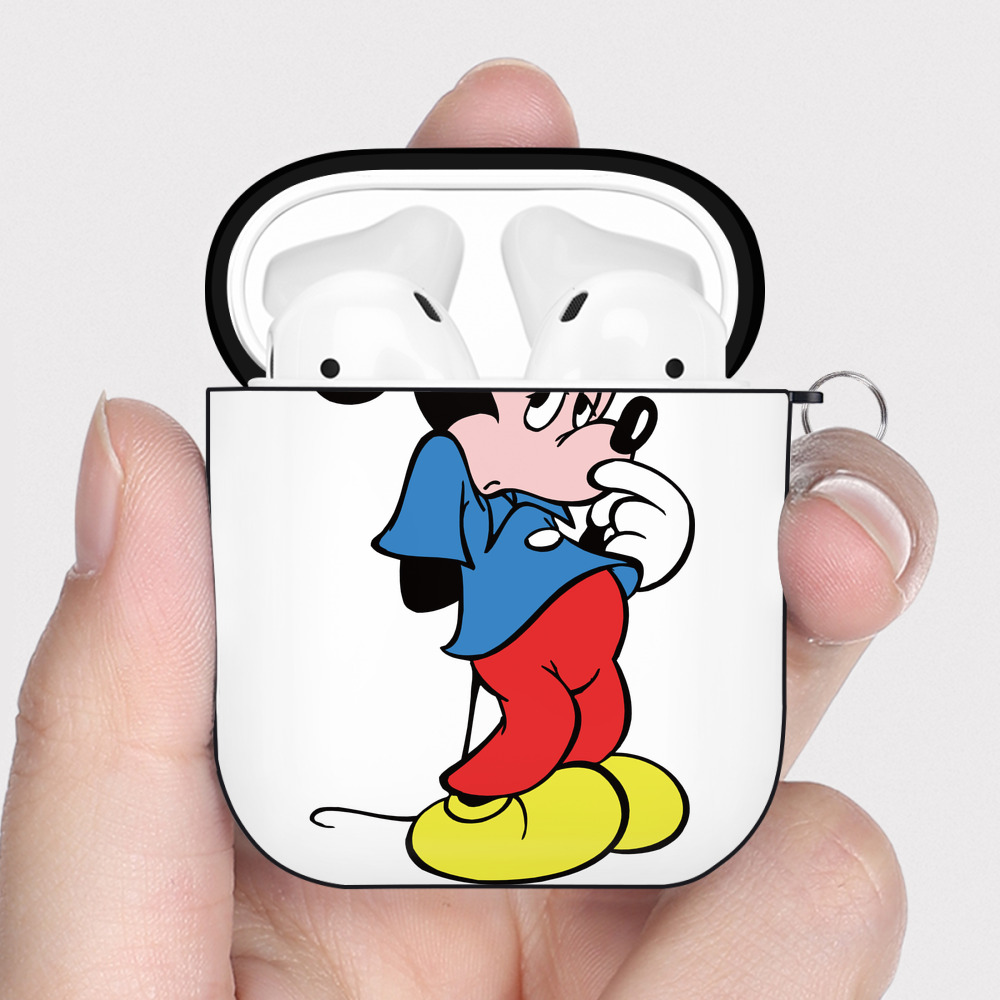 （画像用） ミッキーマウス Mickey Mouse AirPods 第2世代保護ケース ハードシェル ブラック 耐衝撃・防指紋・カラビナ付き