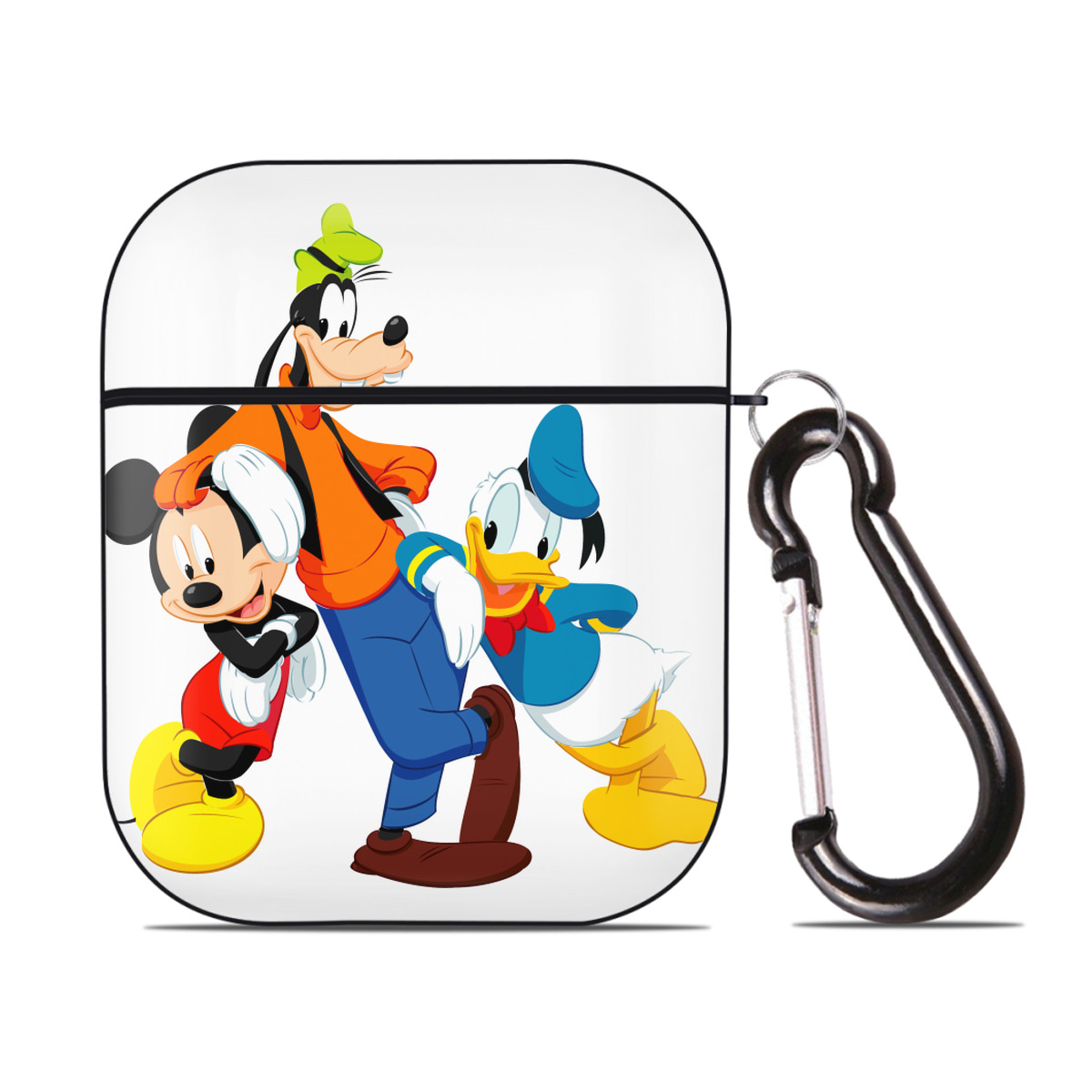 （画像用） ミッキーマウス Mickey Mouse AirPods 第2世代保護ケース ハードシェル ブラック 耐衝撃・防指紋・カラビナ付き