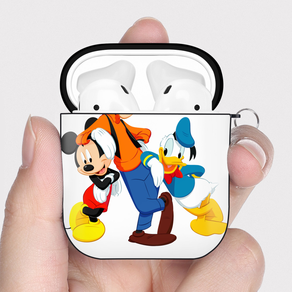 （画像用） ミッキーマウス Mickey Mouse AirPods 第2世代保護ケース ハードシェル ブラック 耐衝撃・防指紋・カラビナ付き