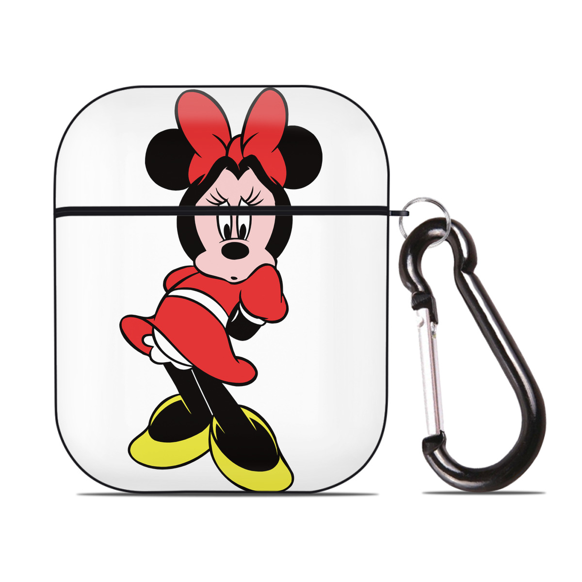（画像用） ミッキーマウス Mickey Mouse AirPods 第2世代保護ケース ハードシェル ブラック 耐衝撃・防指紋・カラビナ付き