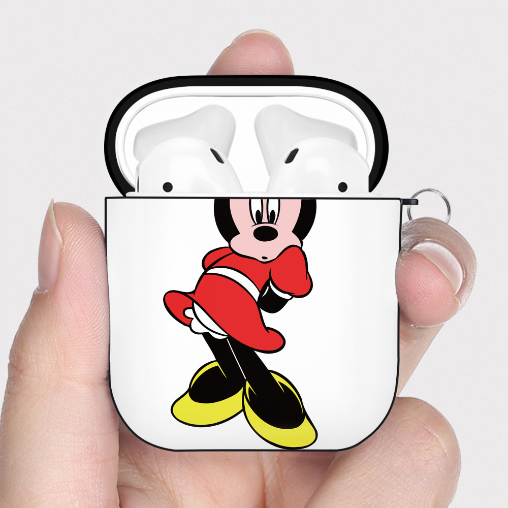 （画像用） ミッキーマウス Mickey Mouse AirPods 第2世代保護ケース ハードシェル ブラック 耐衝撃・防指紋・カラビナ付き
