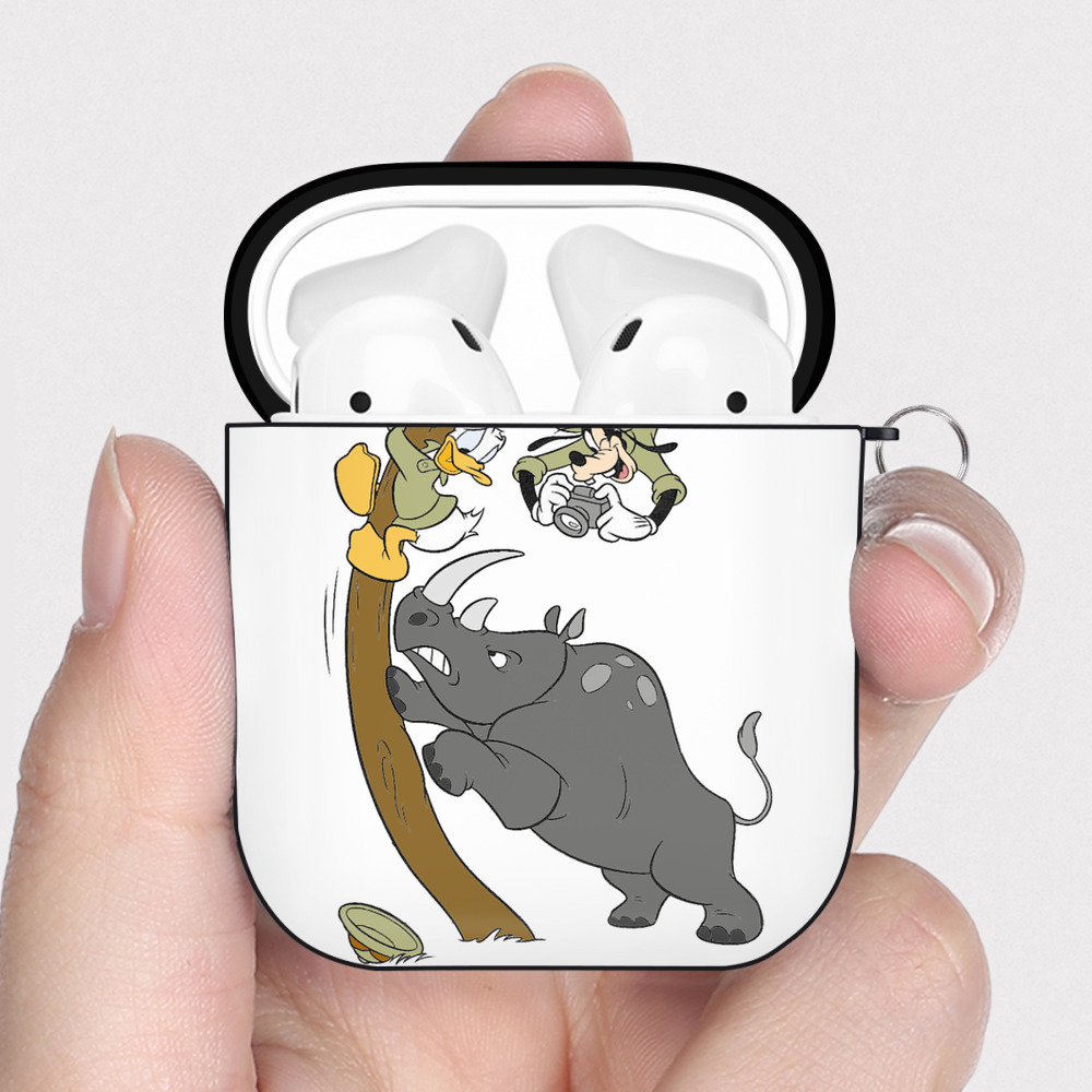 （画像用） ミッキーマウス Mickey Mouse AirPods 第2世代保護ケース ハードシェル ブラック 耐衝撃・防指紋・カラビナ付き