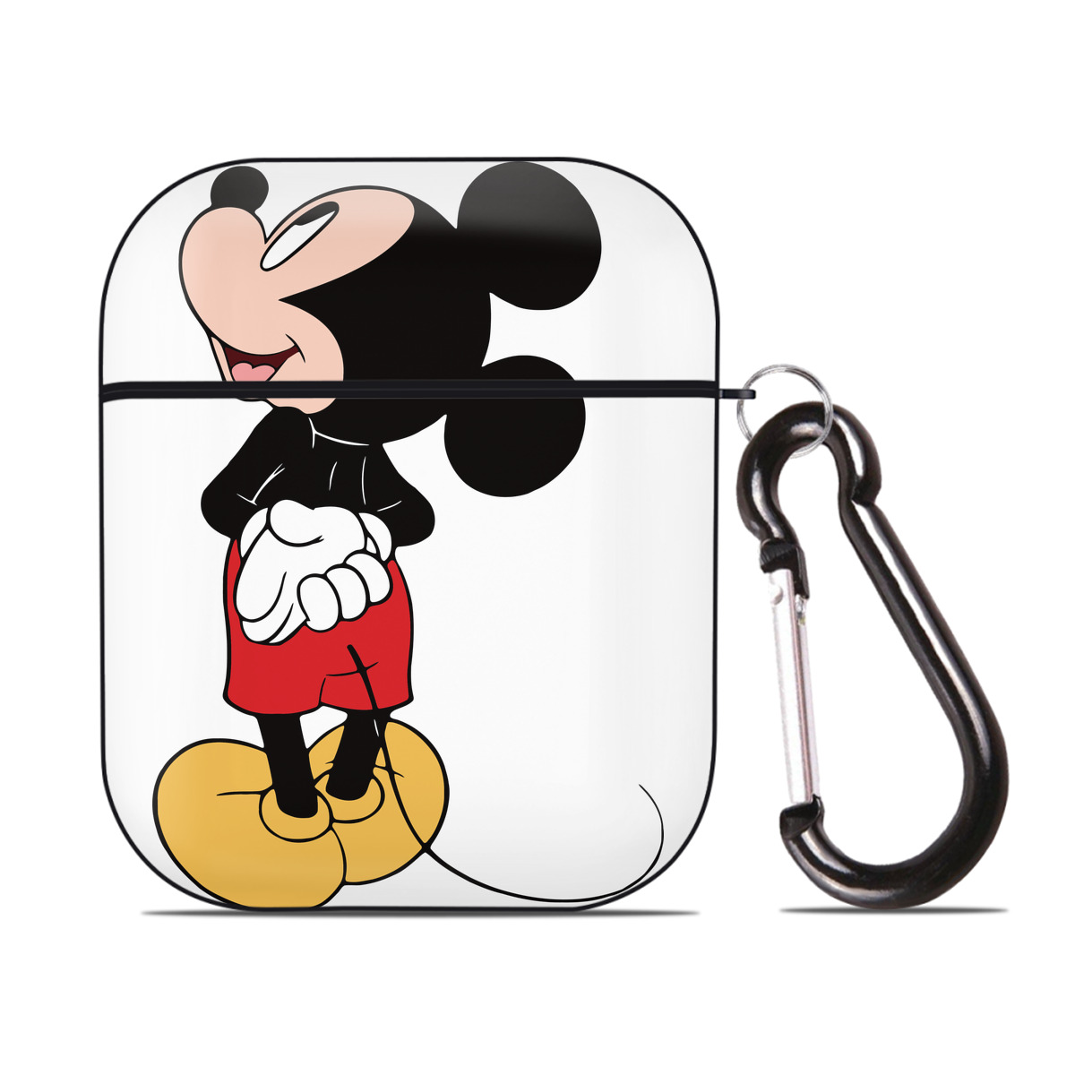 （画像用） ミッキーマウス Mickey Mouse AirPods 第2世代保護ケース ハードシェル ブラック 耐衝撃・防指紋・カラビナ付き