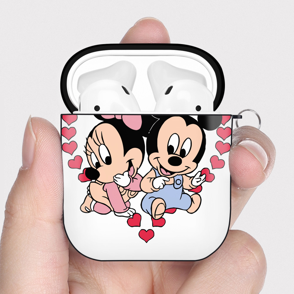 （画像用） ミッキーマウス Mickey Mouse AirPods 第2世代保護ケース ハードシェル ブラック 耐衝撃・防指紋・カラビナ付き