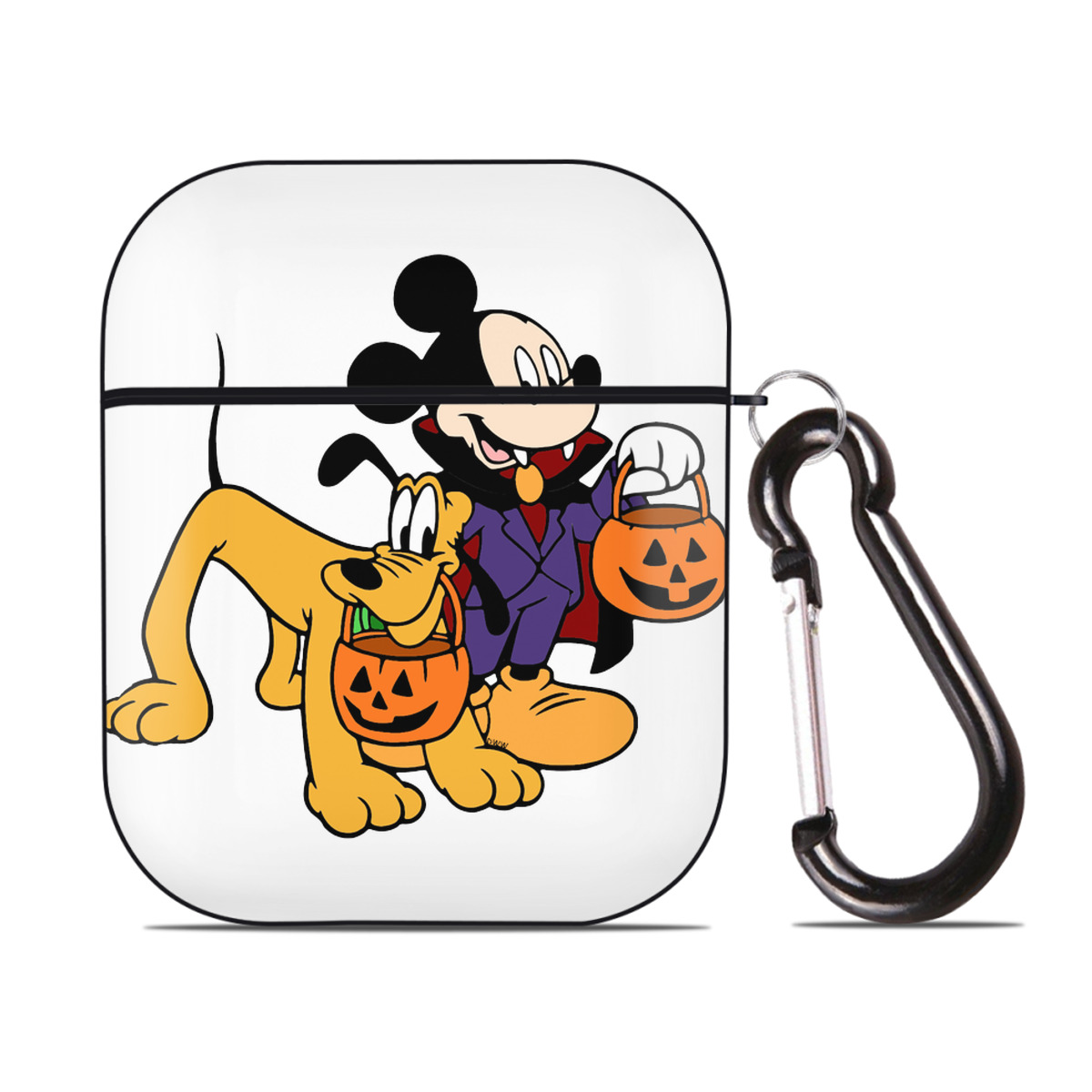（画像用） ミッキーマウス Mickey Mouse AirPods 第2世代保護ケース ハードシェル ブラック 耐衝撃・防指紋・カラビナ付き