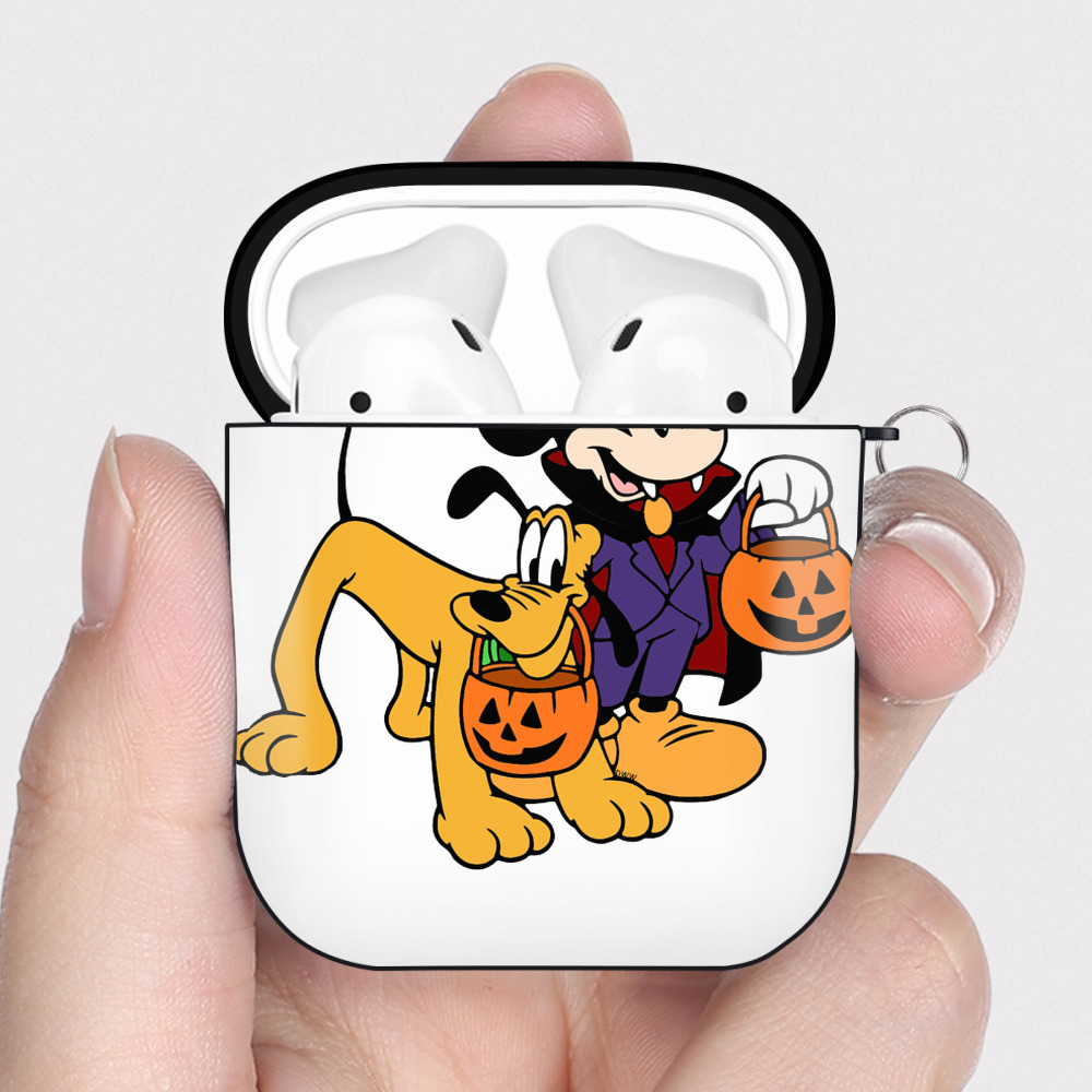 （画像用） ミッキーマウス Mickey Mouse AirPods 第2世代保護ケース ハードシェル ブラック 耐衝撃・防指紋・カラビナ付き