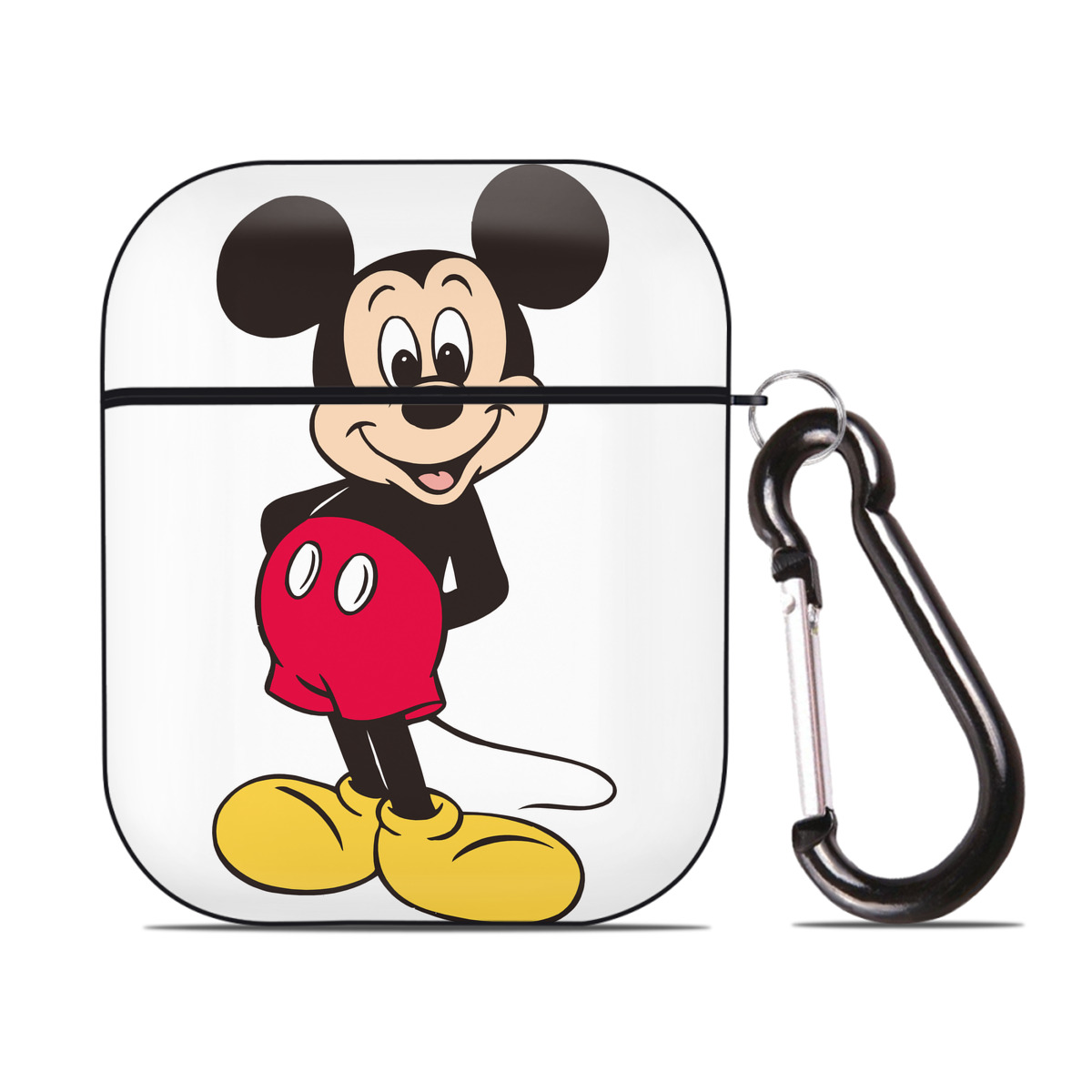 （画像用） ミッキーマウス Mickey Mouse AirPods 第2世代保護ケース ハードシェル ブラック 耐衝撃・防指紋・カラビナ付き