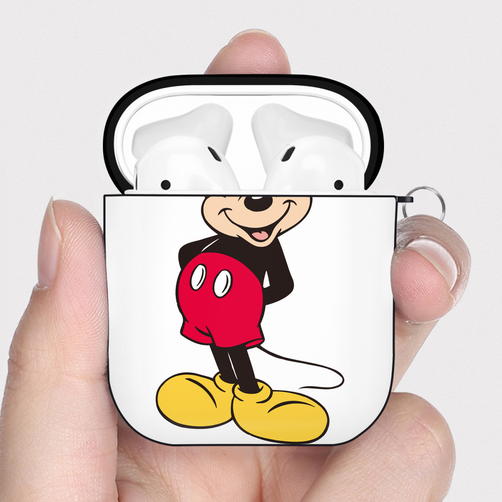 （画像用） ミッキーマウス Mickey Mouse AirPods 第2世代保護ケース ハードシェル ブラック 耐衝撃・防指紋・カラビナ付き