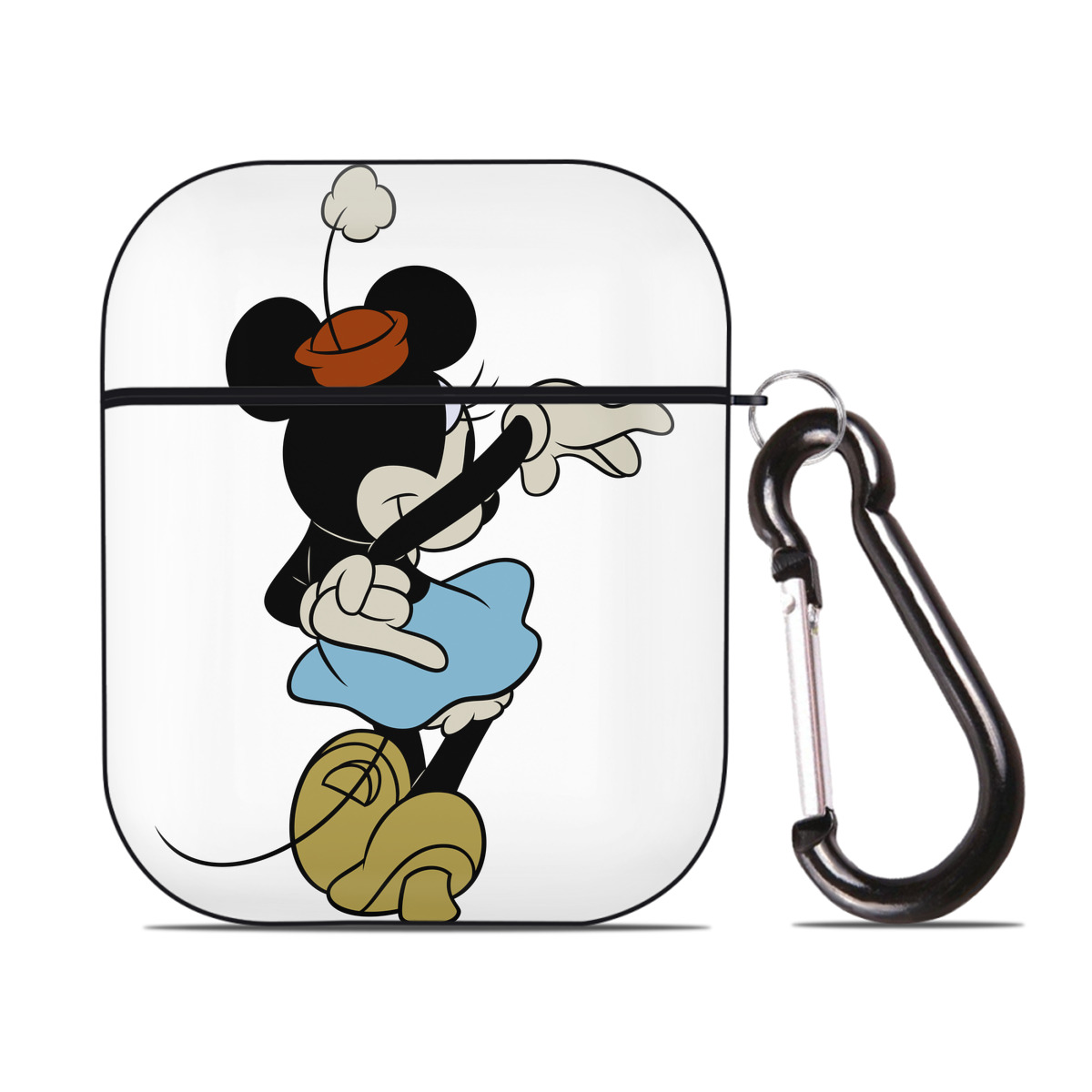 （画像用） ミッキーマウス Mickey Mouse AirPods 第2世代保護ケース ハードシェル ブラック 耐衝撃・防指紋・カラビナ付き