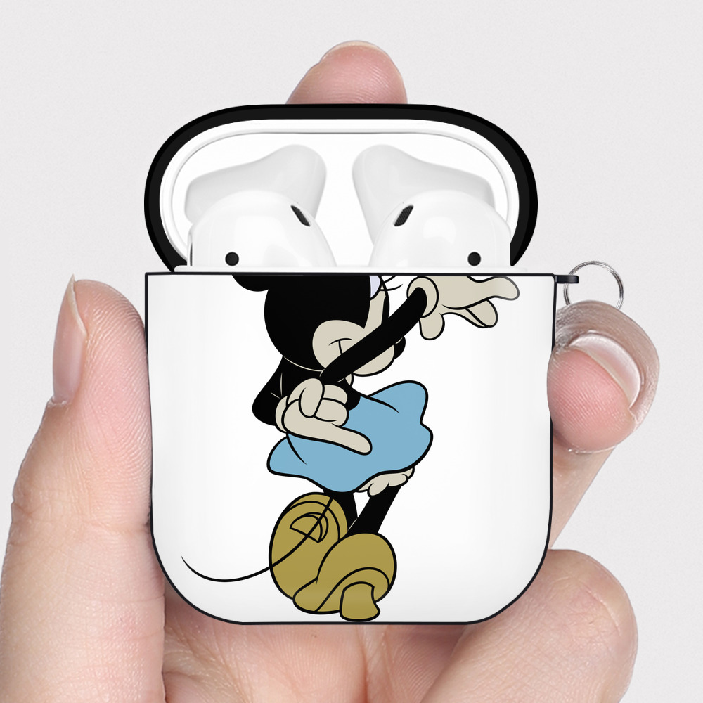 （画像用） ミッキーマウス Mickey Mouse AirPods 第2世代保護ケース ハードシェル ブラック 耐衝撃・防指紋・カラビナ付き