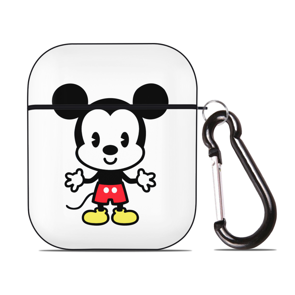 （画像用） ミッキーマウス Mickey Mouse AirPods 第2世代保護ケース ハードシェル ブラック 耐衝撃・防指紋・カラビナ付き