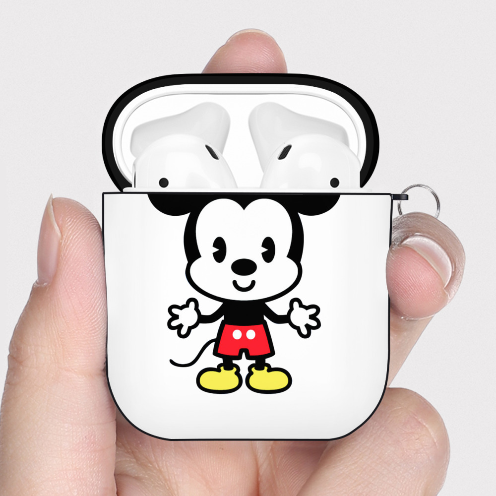 （画像用） ミッキーマウス Mickey Mouse AirPods 第2世代保護ケース ハードシェル ブラック 耐衝撃・防指紋・カラビナ付き