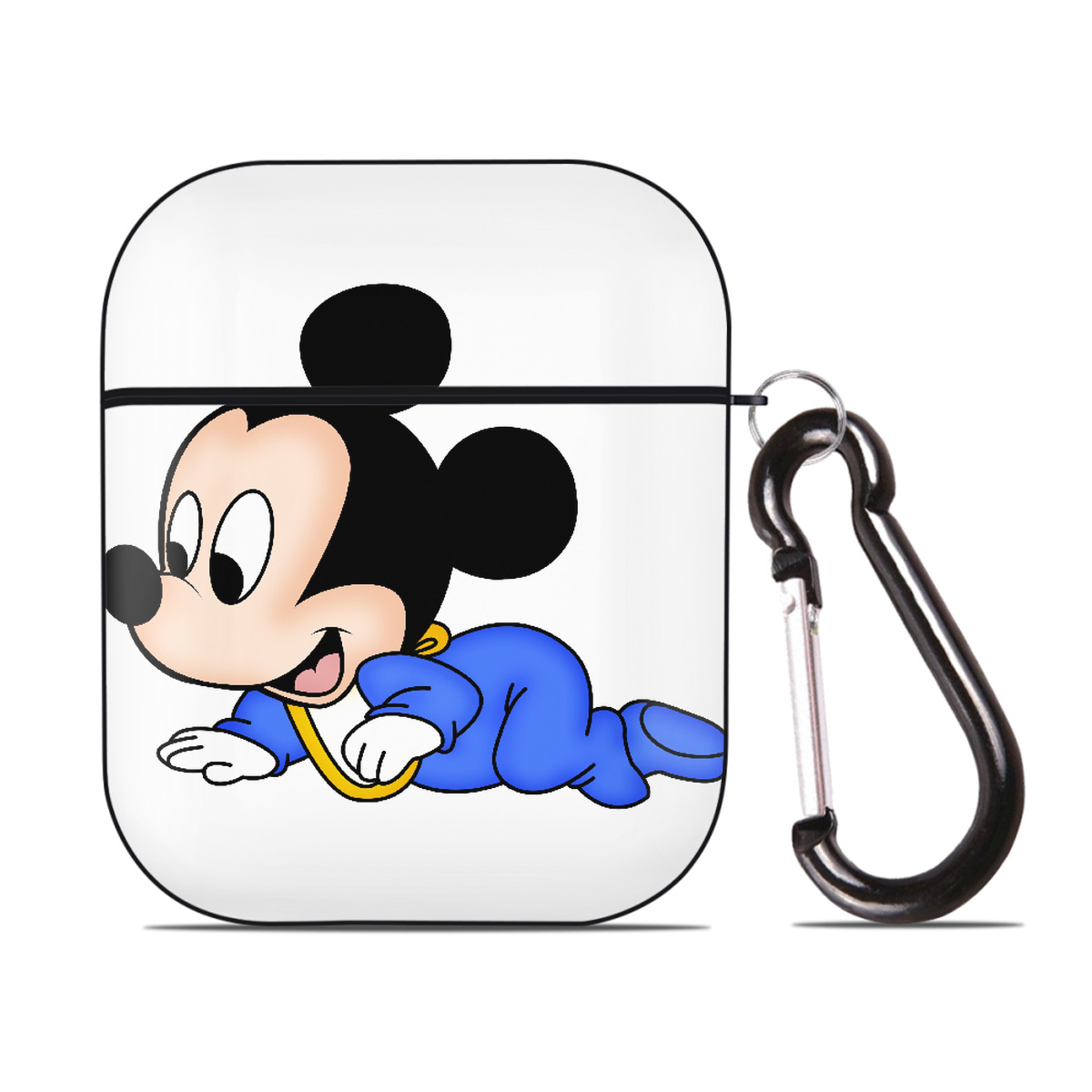 （画像用） ミッキーマウス Mickey Mouse AirPods 第2世代保護ケース ハードシェル ブラック 耐衝撃・防指紋・カラビナ付き