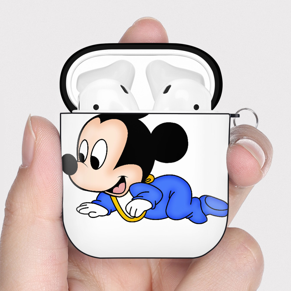 （画像用） ミッキーマウス Mickey Mouse AirPods 第2世代保護ケース ハードシェル ブラック 耐衝撃・防指紋・カラビナ付き