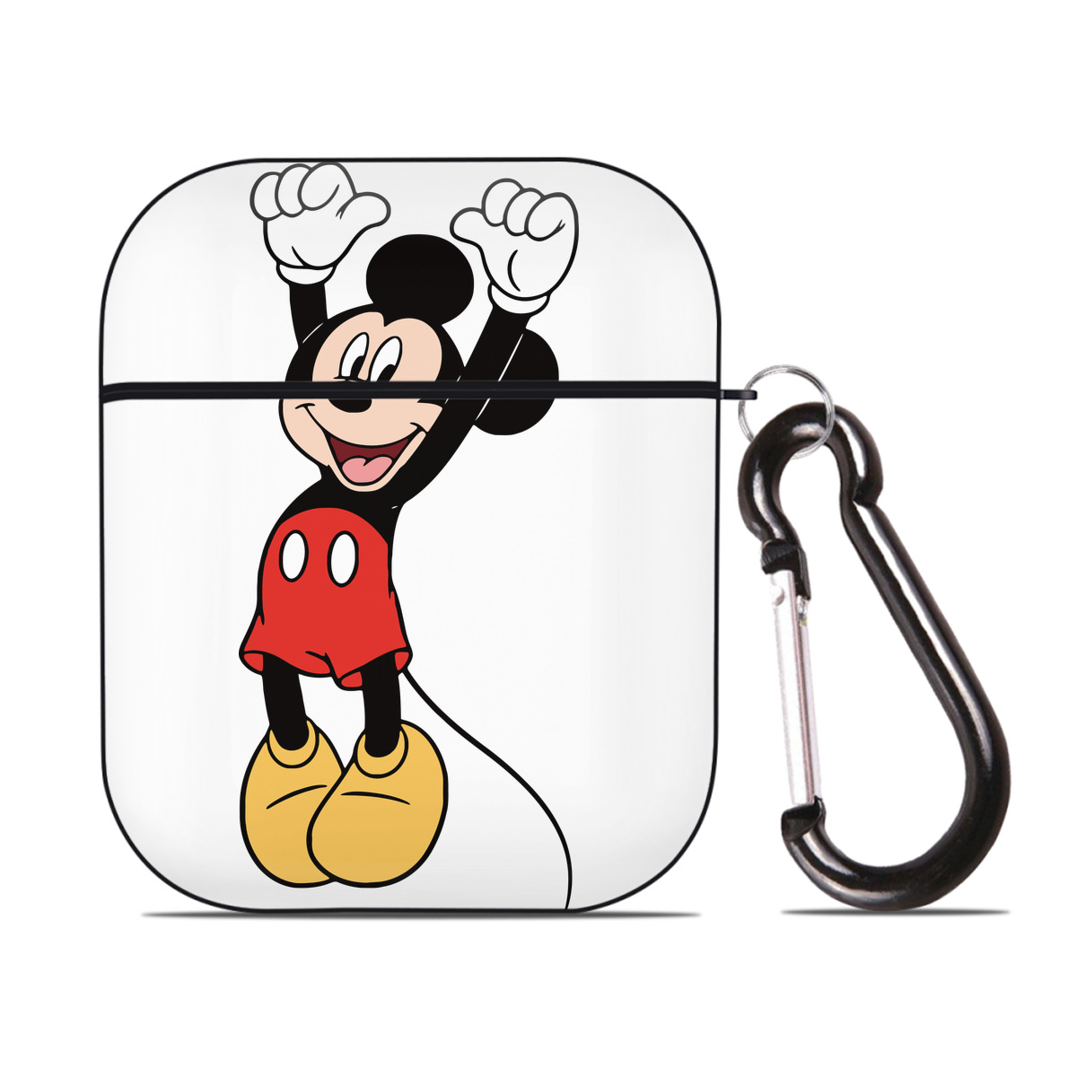 （画像用） ミッキーマウス Mickey Mouse AirPods 第2世代保護ケース ハードシェル ブラック 耐衝撃・防指紋・カラビナ付き