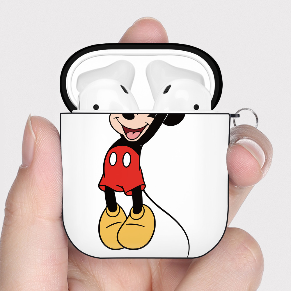 （画像用） ミッキーマウス Mickey Mouse AirPods 第2世代保護ケース ハードシェル ブラック 耐衝撃・防指紋・カラビナ付き
