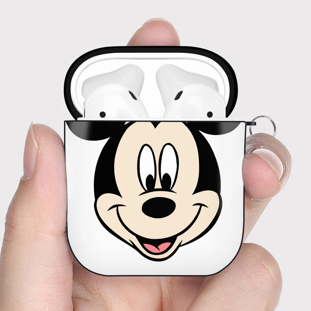 （画像用） ミッキーマウス Mickey Mouse AirPods 第2世代保護ケース ハードシェル ブラック 耐衝撃・防指紋・カラビナ付き