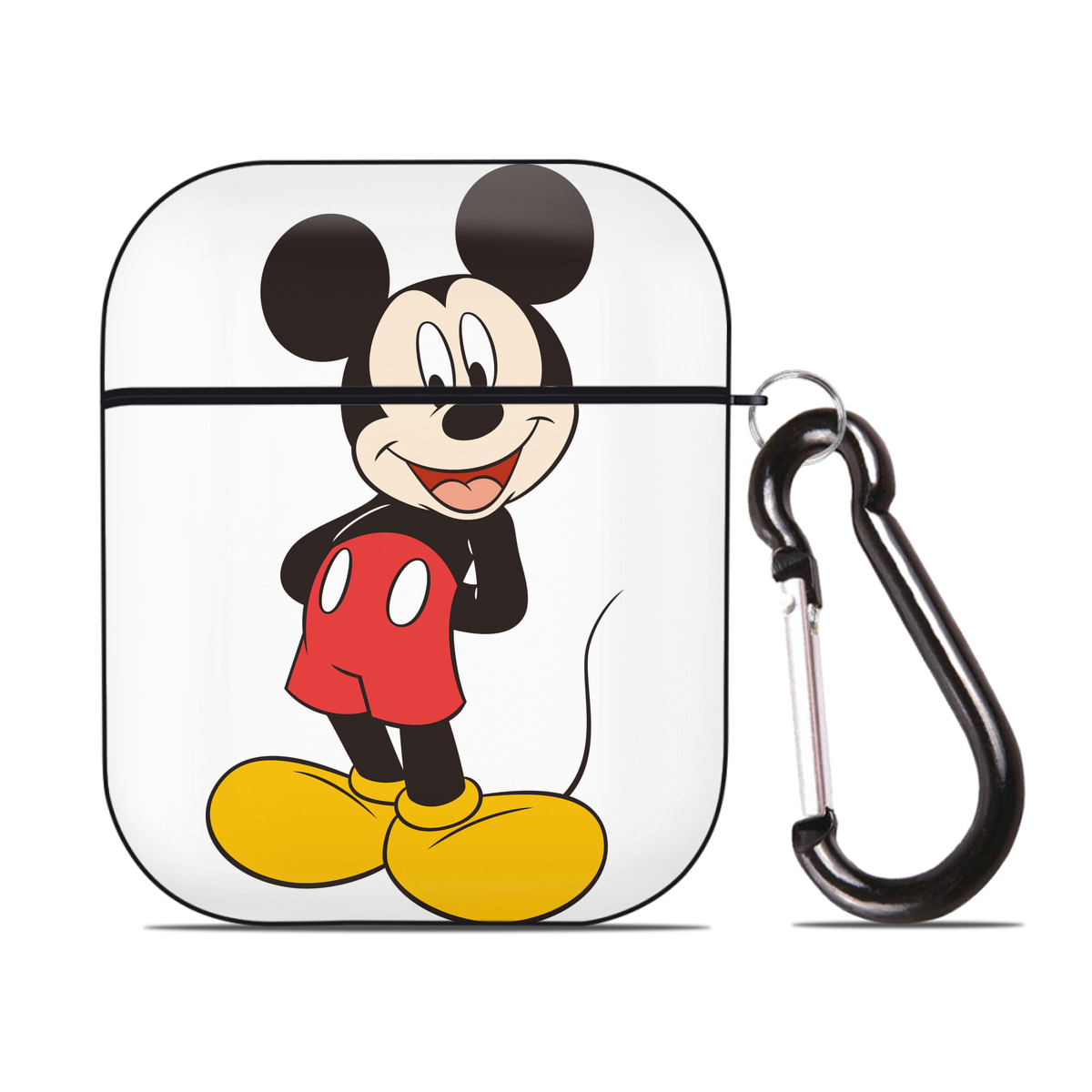 （画像用） ミッキーマウス Mickey Mouse AirPods 第2世代保護ケース ハードシェル ブラック 耐衝撃・防指紋・カラビナ付き