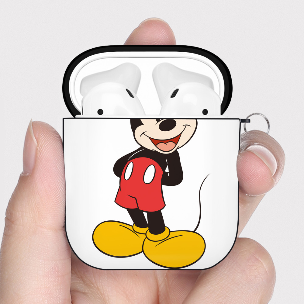 （画像用） ミッキーマウス Mickey Mouse AirPods 第2世代保護ケース ハードシェル ブラック 耐衝撃・防指紋・カラビナ付き