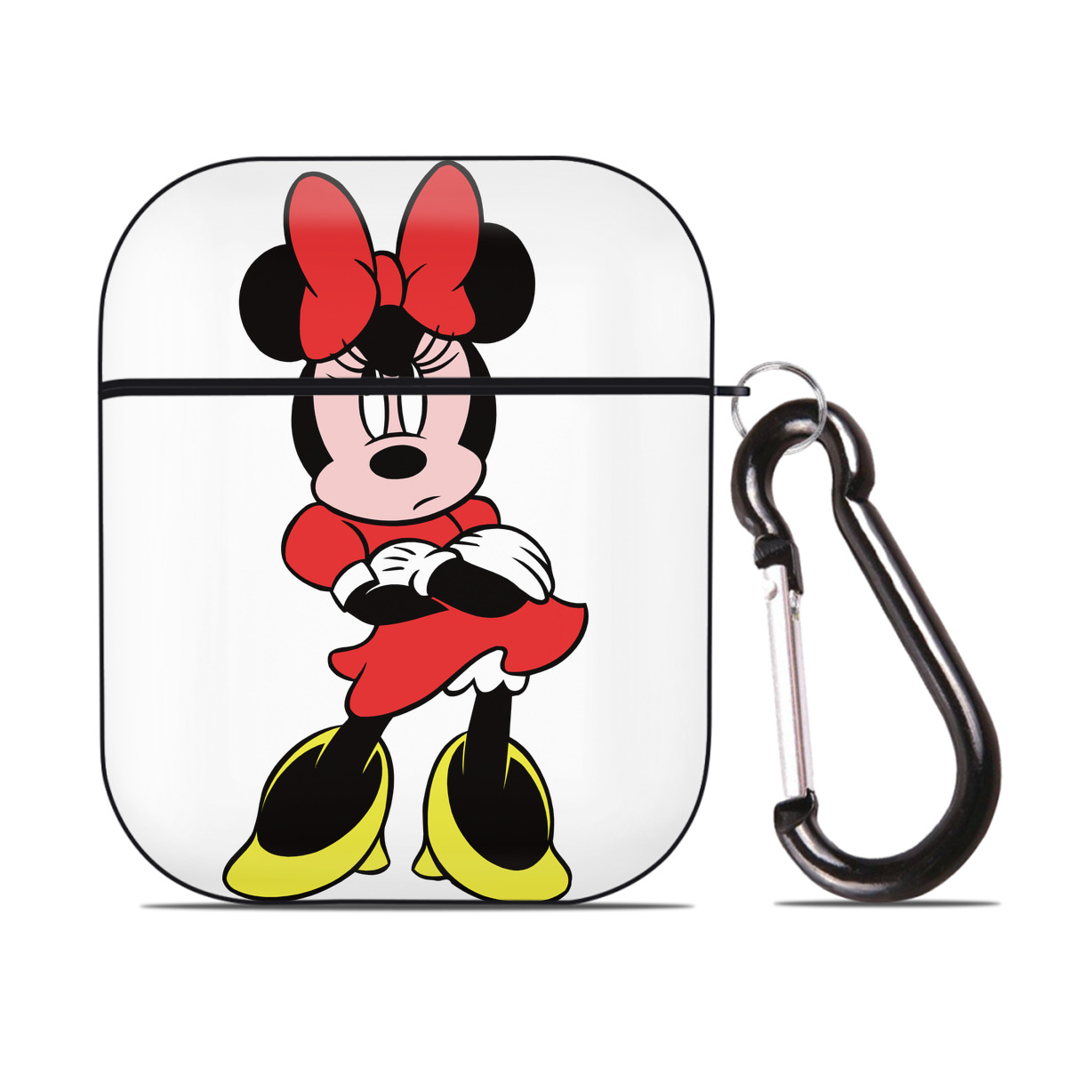 （画像用） ミッキーマウス Mickey Mouse AirPods 第2世代保護ケース ハードシェル ブラック 耐衝撃・防指紋・カラビナ付き
