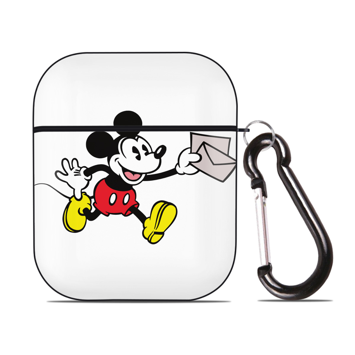 （画像用） ミッキーマウス Mickey Mouse AirPods 第2世代保護ケース ハードシェル ブラック 耐衝撃・防指紋・カラビナ付き