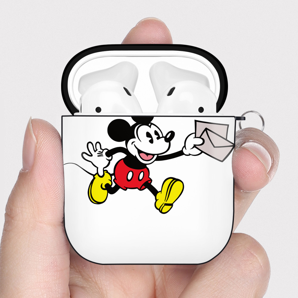 （画像用） ミッキーマウス Mickey Mouse AirPods 第2世代保護ケース ハードシェル ブラック 耐衝撃・防指紋・カラビナ付き