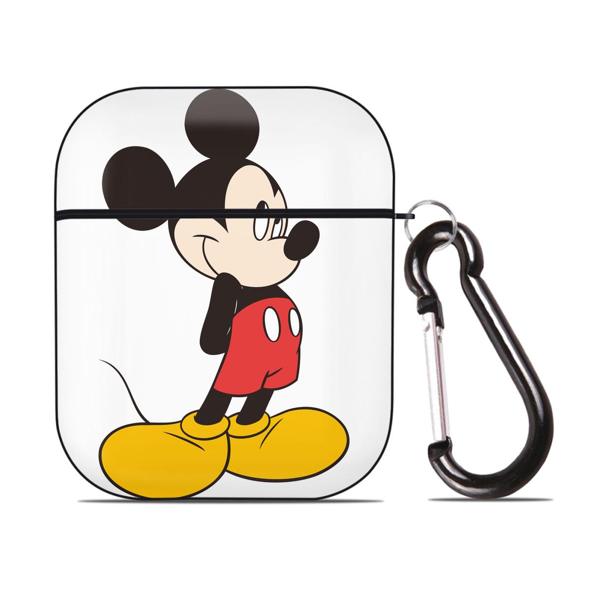 （画像用） ミッキーマウス Mickey Mouse AirPods 第2世代保護ケース ハードシェル ブラック 耐衝撃・防指紋・カラビナ付き