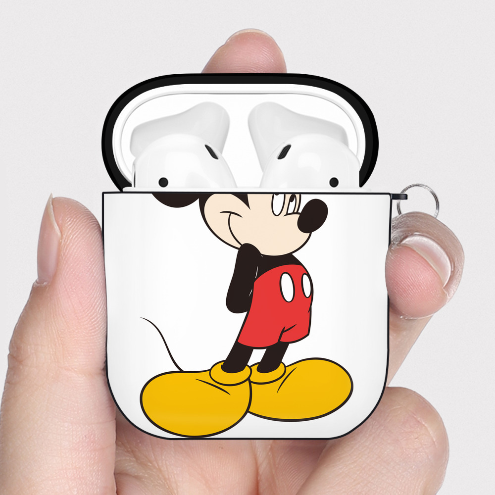 （画像用） ミッキーマウス Mickey Mouse AirPods 第2世代保護ケース ハードシェル ブラック 耐衝撃・防指紋・カラビナ付き
