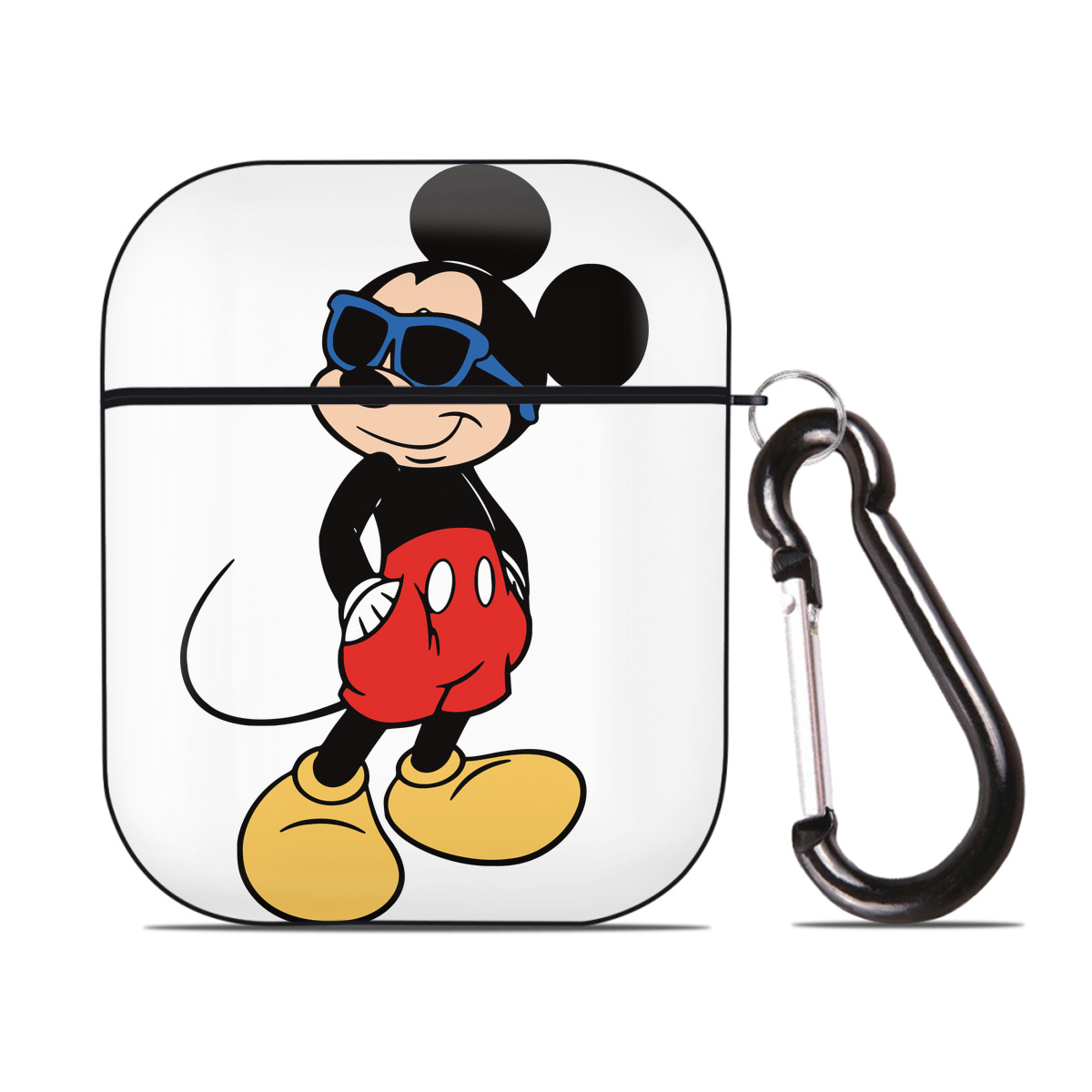（画像用） ミッキーマウス Mickey Mouse AirPods 第2世代保護ケース ハードシェル ブラック 耐衝撃・防指紋・カラビナ付き