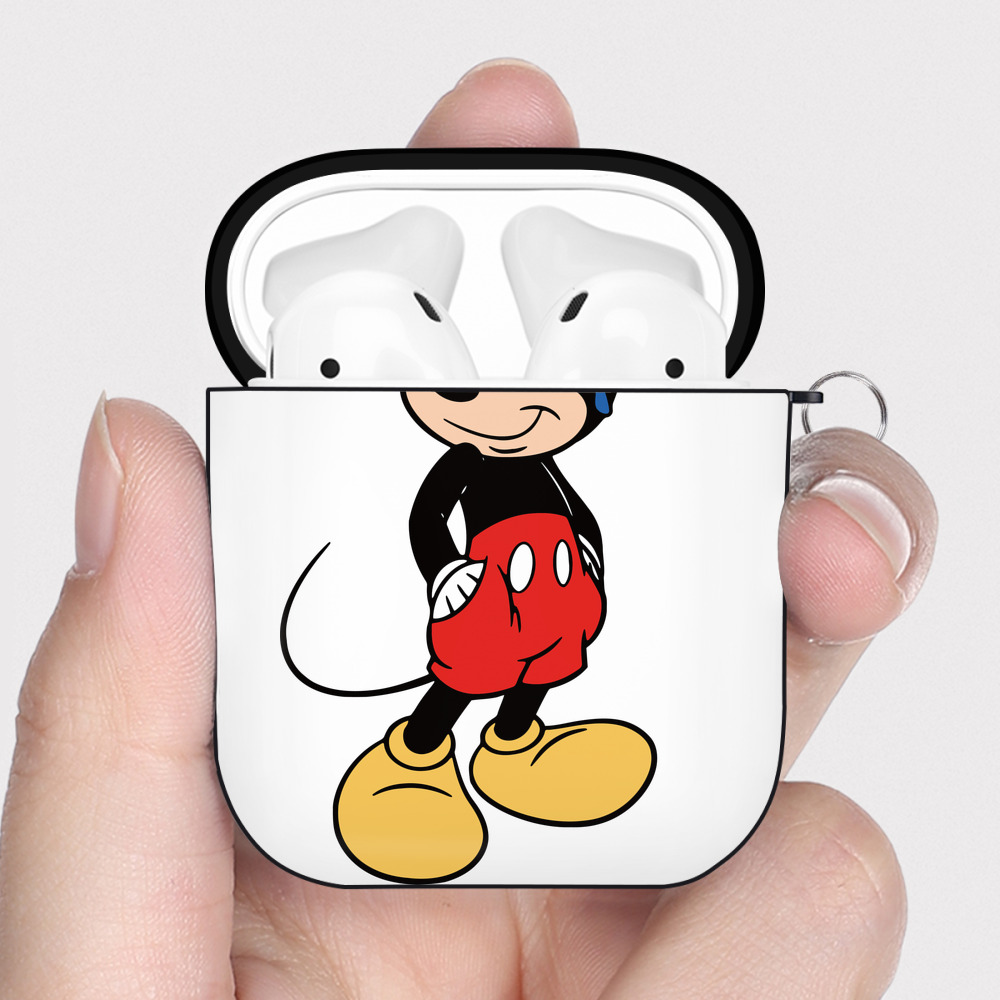 （画像用） ミッキーマウス Mickey Mouse AirPods 第2世代保護ケース ハードシェル ブラック 耐衝撃・防指紋・カラビナ付き